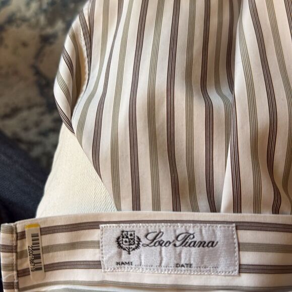 Loro Piana Mens Cotton Long Sleeve Button Down Striped Dress Shirt. Size 18/45. - Picture 8 of 11